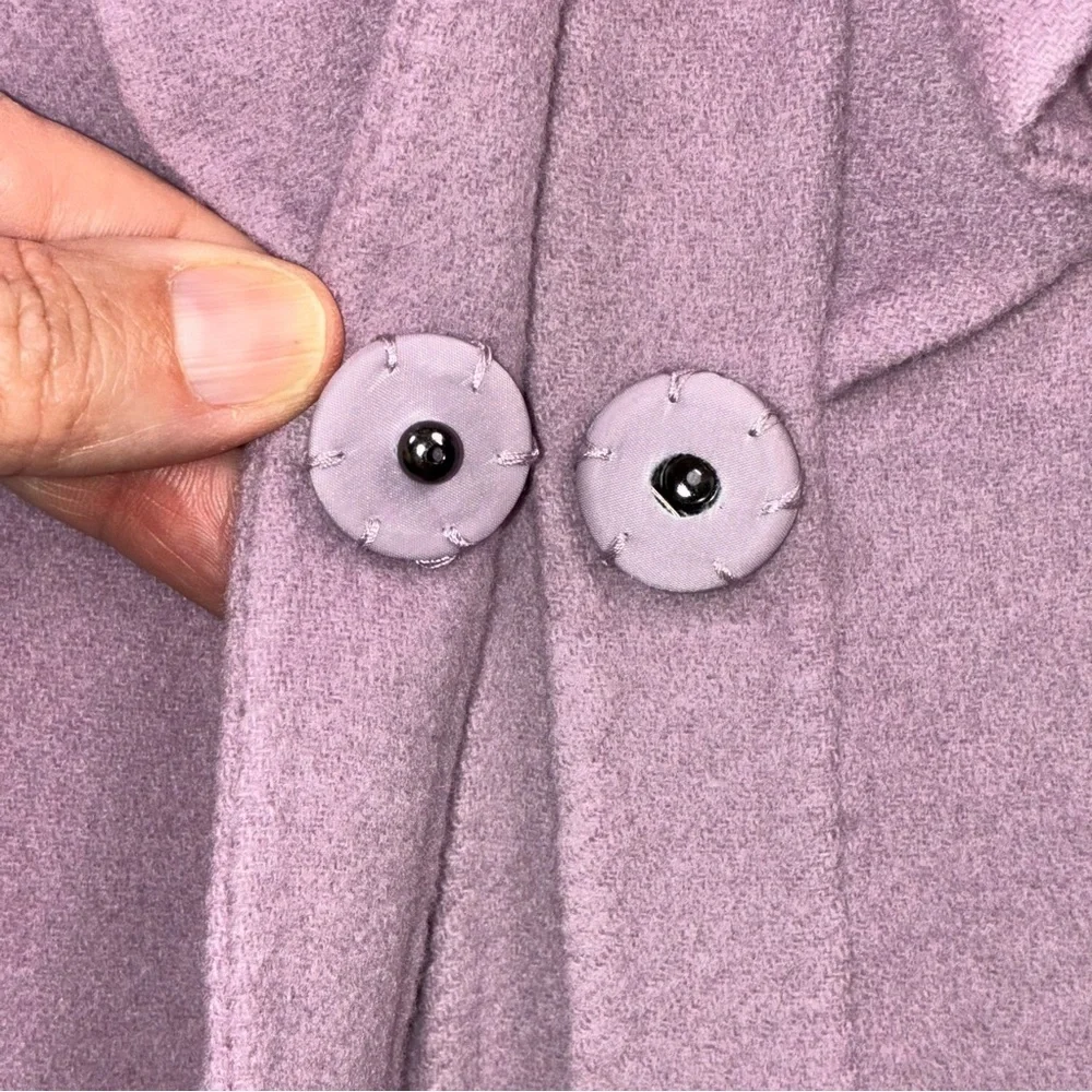 Talbots Petites Wool Blend Jacket Blazer Lavender Ruffle Front 4P 3/4 Sleeve